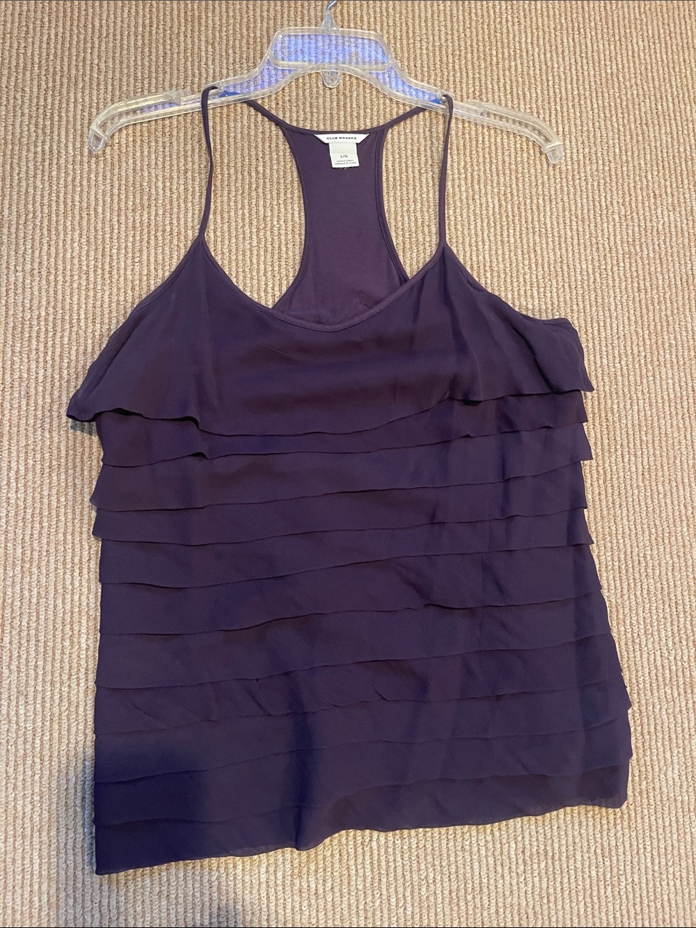 Tiered Ruffle Racerback Tank Top - Plum - Picture 5 of 8